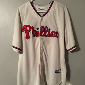 Rhys Hoskins Philadelphia Phillies cream XXL Majestic brand baseball jersey